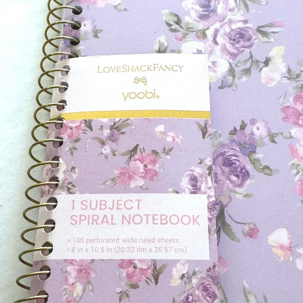 LoveShackFancy x Target Spiral Notebook Floral Wide Ruled Purple Pink